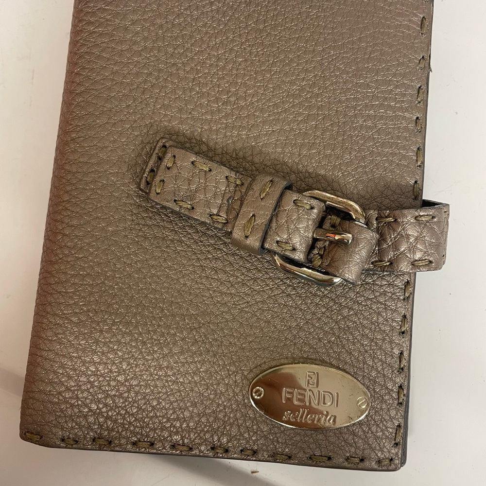 Fendi Selleria Metallic Leather Wallet